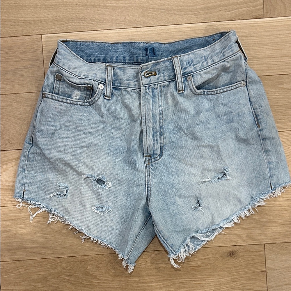 Madewell Perfect Vintage Light Blue Distressed Jean Shorts